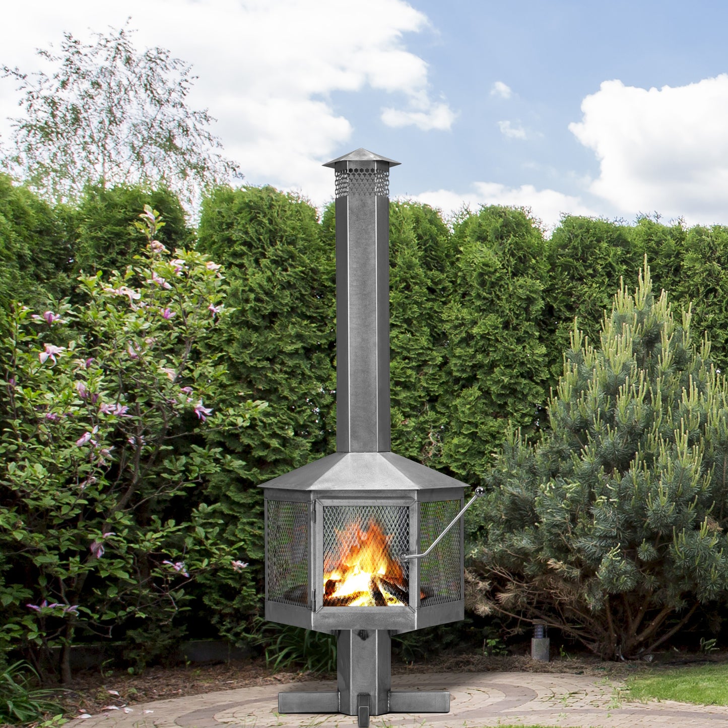 7' Stainless Steel Outdoor Fireplace