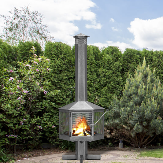 7' Stainless Steel Outdoor Fireplace
