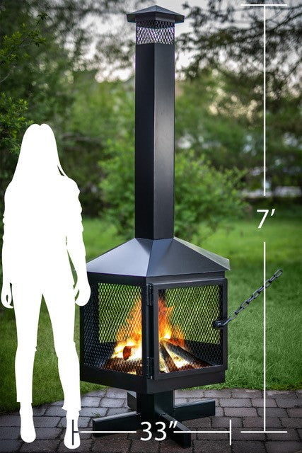 7’ Chiminea Wood Burning Outdoor Fireplace